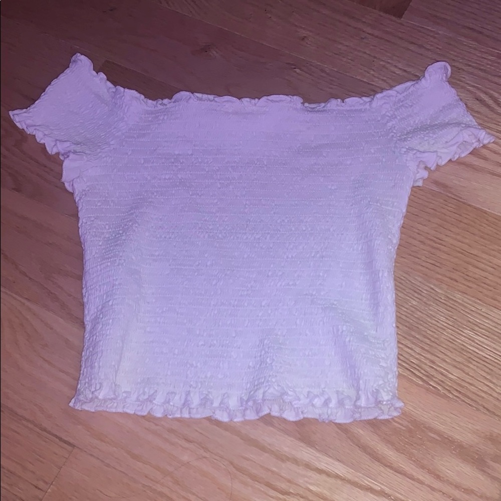 white off the shoulder shirt